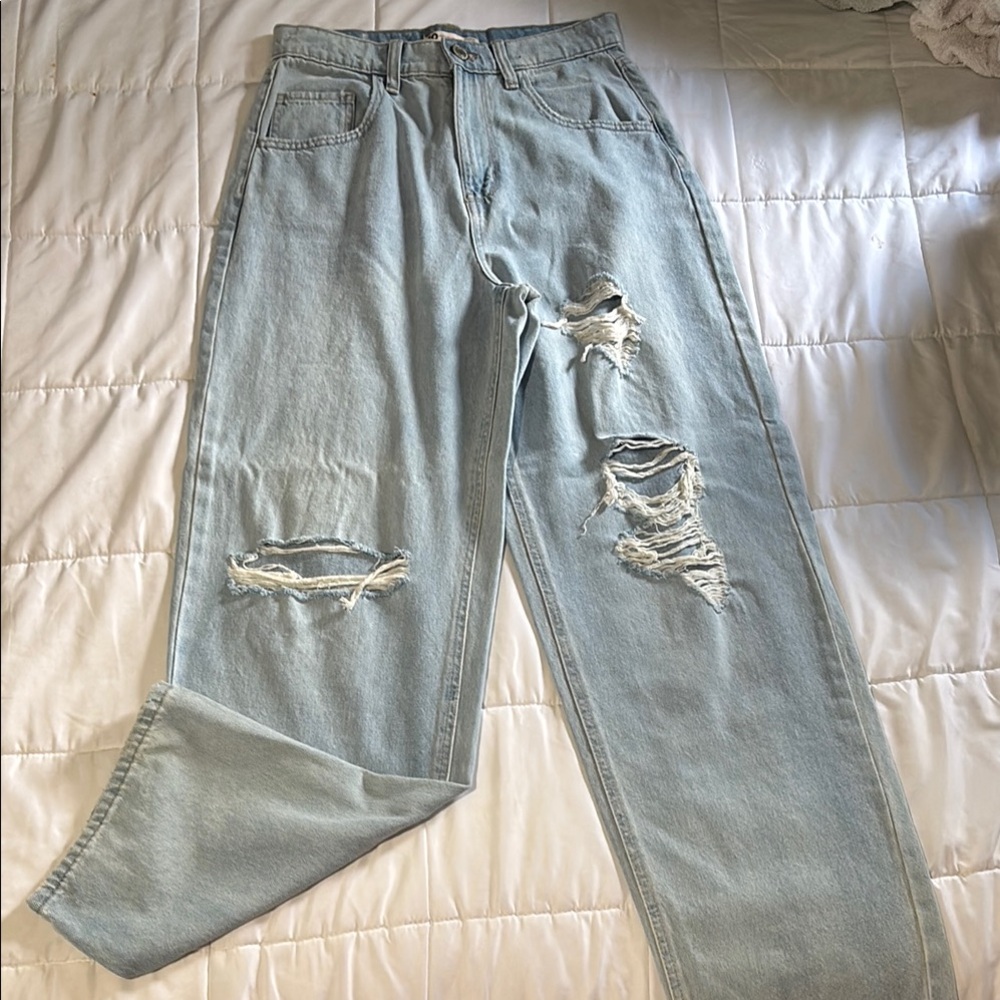 SO Light Blue High-Rise Baggy Jeans